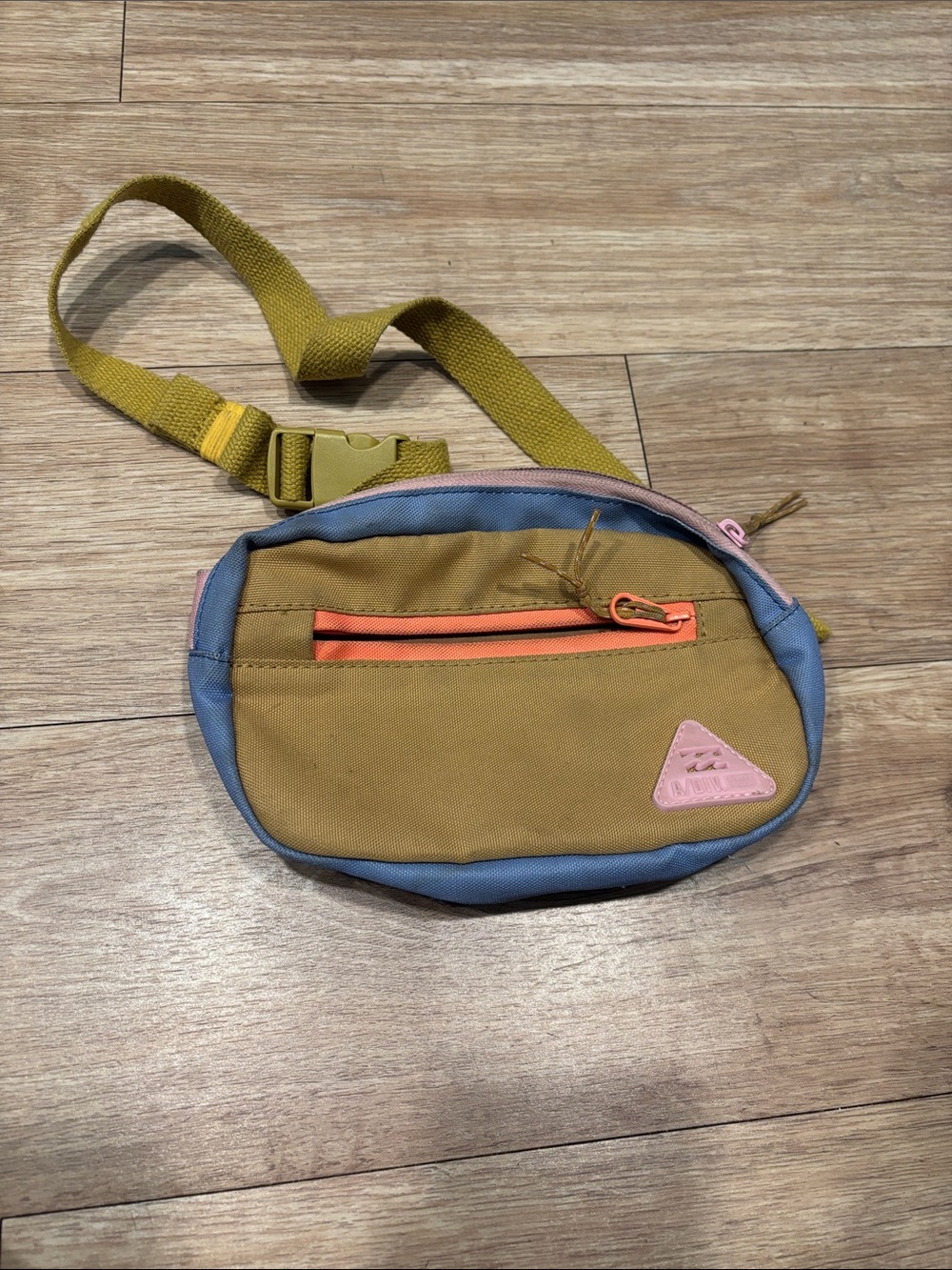 Billabong Colorblock Canvas Fanny Pack - Mustard, Blue & Pink Accents